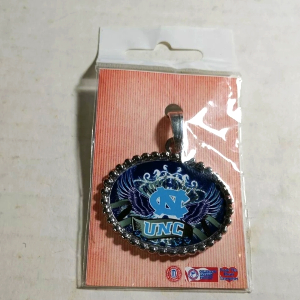 UNC NC Silver Collegiate License Pendant NWT